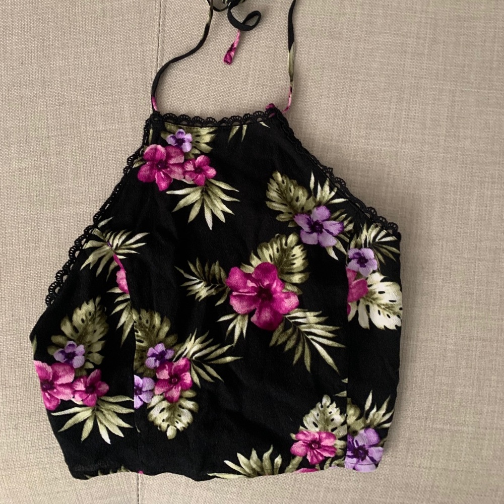 Floral halter top with back detail